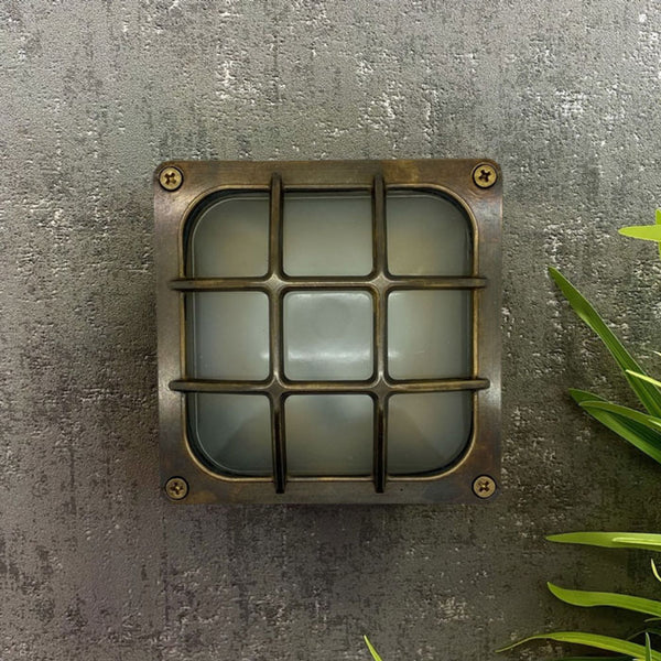 Navigator Square Bulkhead in Antique Brass 09080