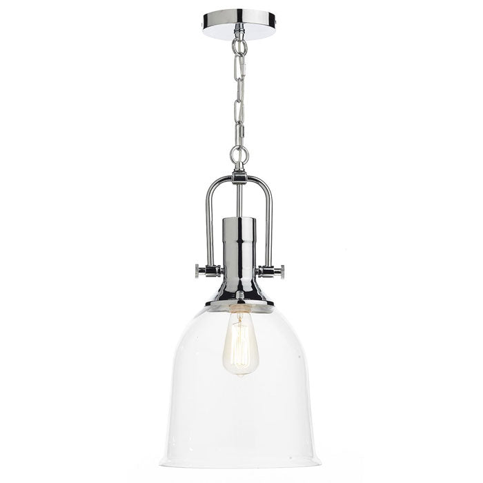 Nolan Single Light Pendant in Polished Chrome with Clear Glass NOL0108