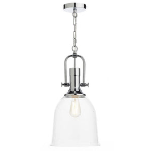 Nolan Single Light Pendant in Polished Chrome with Clear Glass NOL0108