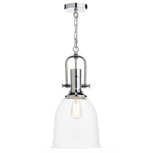 Nolan Single Light Pendant in Polished Chrome with Clear Glass NOL0108