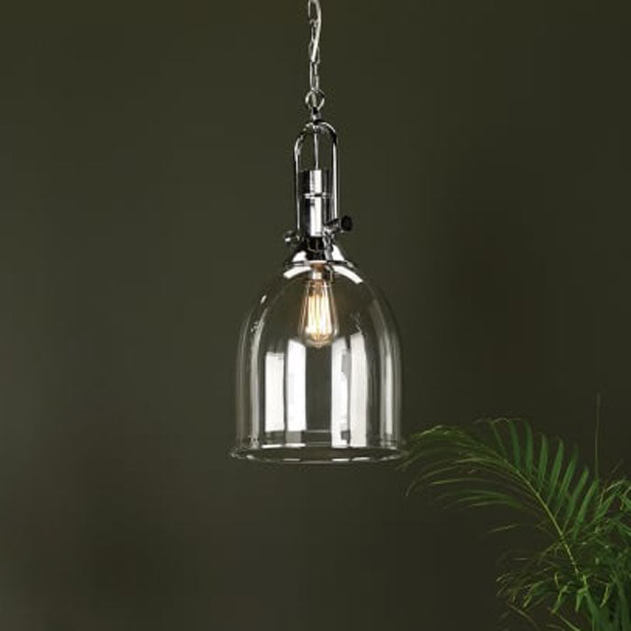 Nolan Single Light Pendant in Polished Chrome with Clear Glass NOL0108