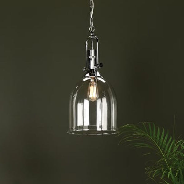 Nolan Single Light Pendant in Polished Chrome with Clear Glass NOL0108