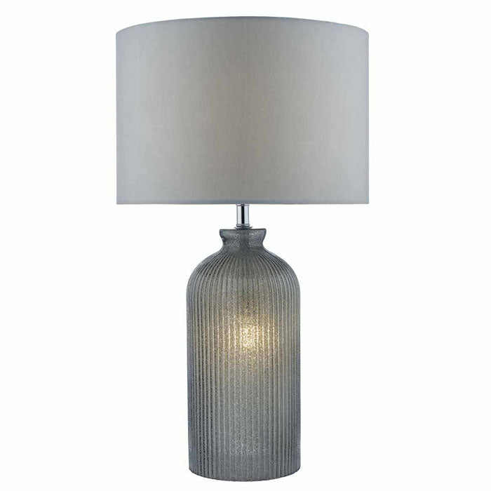 Dar Pamplona Dual Light Table Lamp Grey Glass With Shade PAM4239