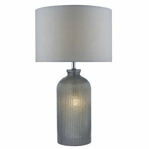 Dar Pamplona Dual Light Table Lamp Grey Glass With Shade PAM4239