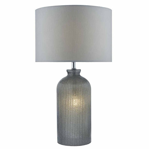 Dar Pamplona Dual Light Table Lamp Grey Glass With Shade PAM4239