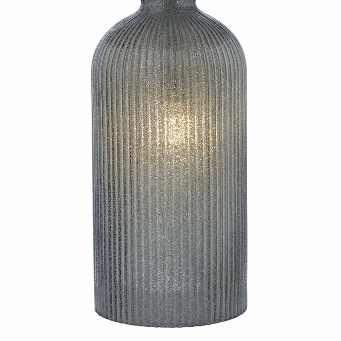 Dar Pamplona Dual Light Table Lamp Grey Glass With Shade PAM4239