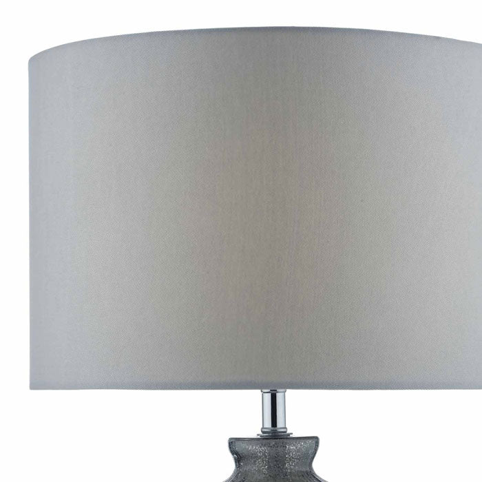 Dar Pamplona Dual Light Table Lamp Grey Glass With Shade PAM4239