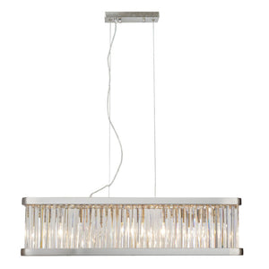Magnalux Pandora 5-Light Long Crystal Bar Pendant Satin Chrome PAN05SCB