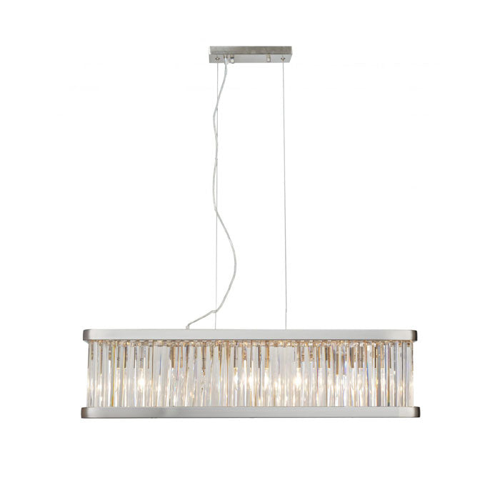 Magnalux Pandora 5-Light Long Crystal Bar Pendant Satin Chrome PAN05SCB