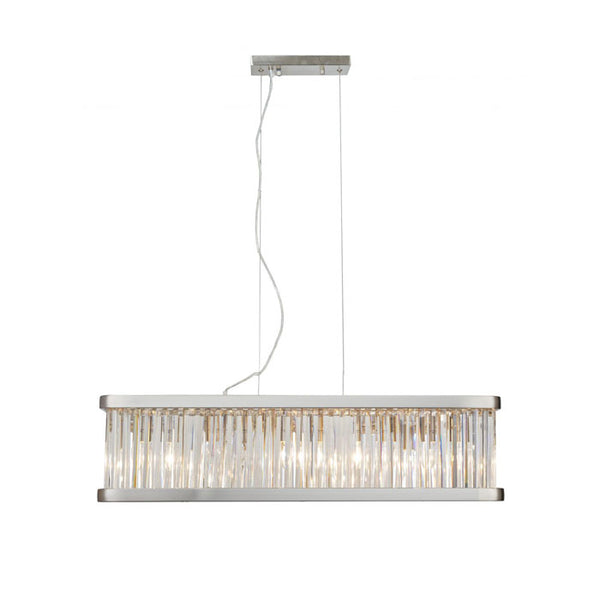 Magnalux Pandora 5-Light Long Crystal Bar Pendant Satin Chrome PAN05SCB
