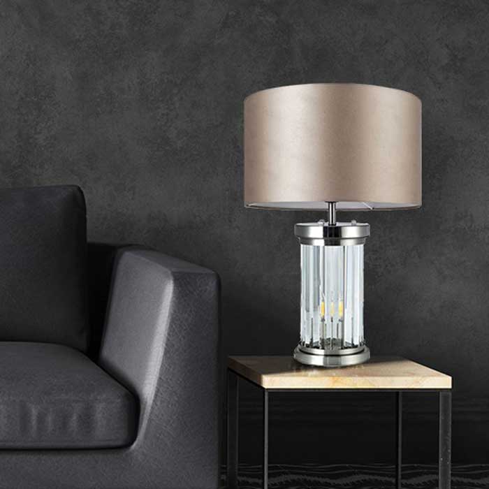 Magnalux Pandora 2 Light Crystal Table Lamp in Antique Brass