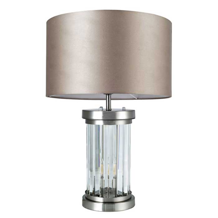 Magnalux Pandora 2 Light Crystal Table Lamp in Satin Chrome PAN02SCTL