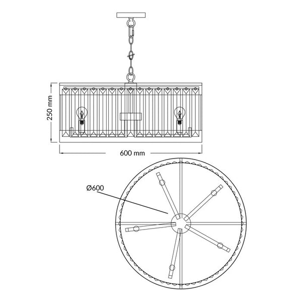 Magnalux Pandora 5 Light Crystal Pendant in Satin Chrome PAN05SC