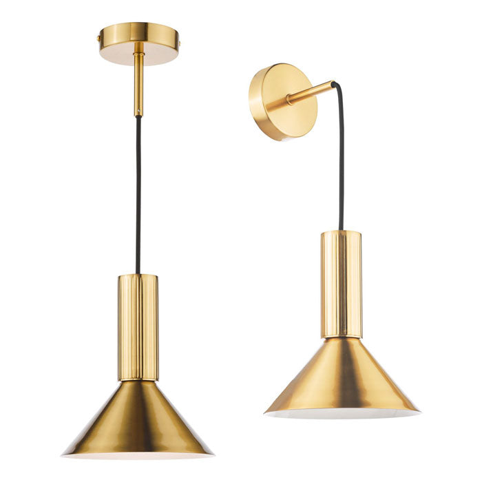 Dar Ragnar Pendant/Wall Light Natural Brass RAG0140