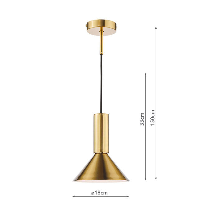 Dar Ragnar Pendant/Wall Light Natural Brass RAG0140