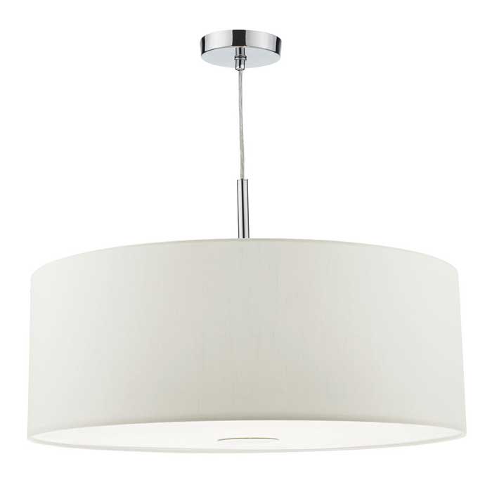 Dar Ronda 3 Light Pendant White Faux Silk Shade 60cm RON172