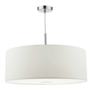Dar Ronda 3 Light Pendant White Faux Silk Shade 60cm RON172