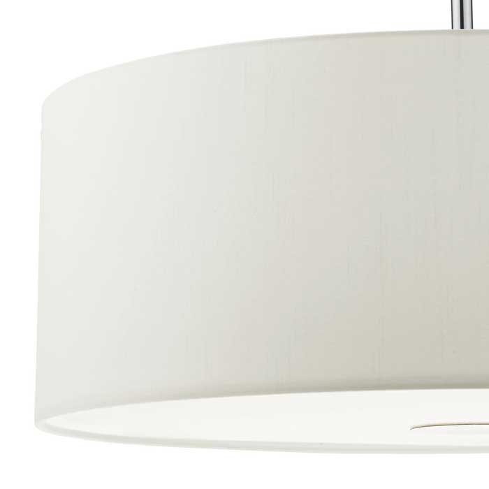 Dar Ronda 3 Light Pendant White Faux Silk Shade 60cm RON172