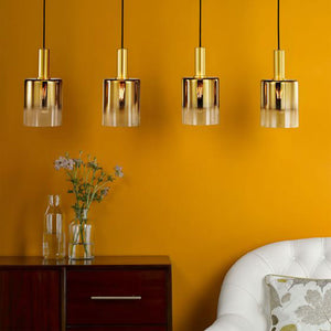 Dar Savannah 4 Light Bar Pendant Satin Gold & Gold Ombre Glass SAV0435