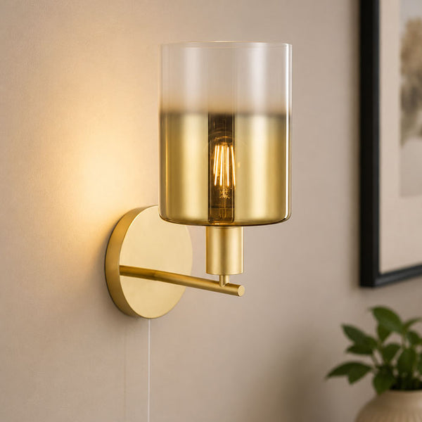 Dar Savannah Wall Light Satin Gold & Gold Ombre Glass SAV0735
