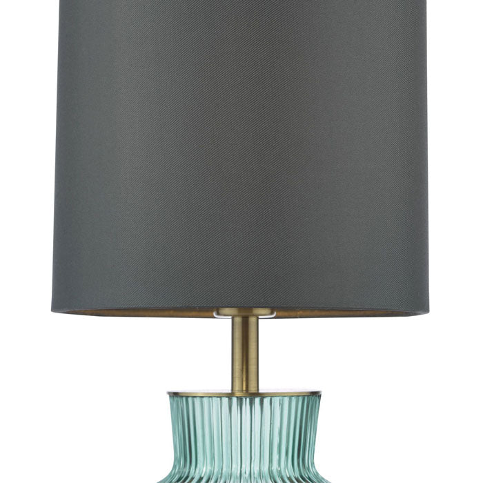 Dar Suelita Table Lamp Green Ribbed Glass and Antique Brass With Shade SUE4224