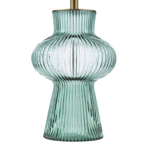 Dar Suelita Table Lamp Green Ribbed Glass and Antique Brass With Shade SUE4224