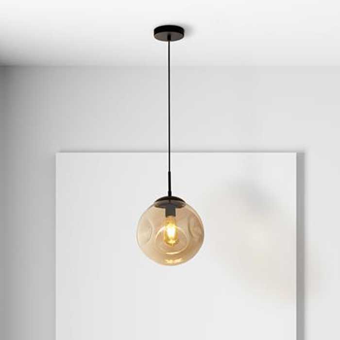 Searchlight Punch Pendants in Black Metal with Champagne Punched Glass 22123-1BK
