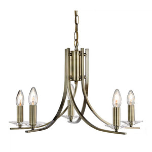 Searchlight Ascona 5-Light Ceiling Fitting Antique Brass 4165-5AB