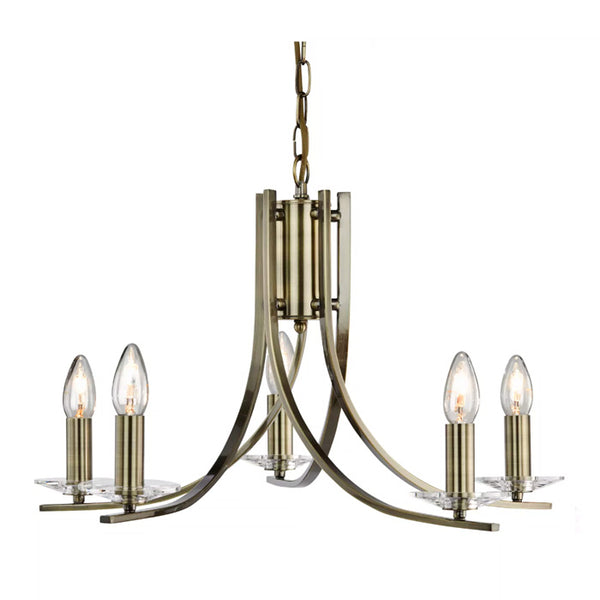 Searchlight Ascona 5-Light Ceiling Fitting Antique Brass 4165-5AB