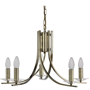 Searchlight Ascona 5-Light Ceiling Fitting Antique Brass 4165-5AB