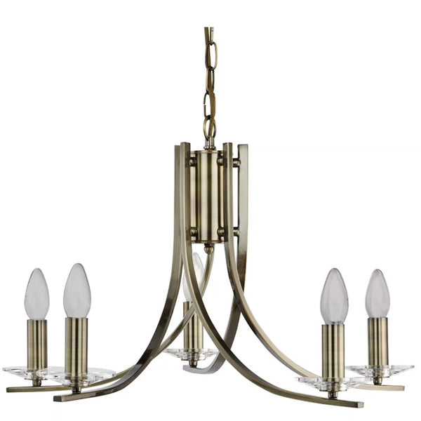 Searchlight Ascona 5-Light Ceiling Fitting Antique Brass 4165-5AB
