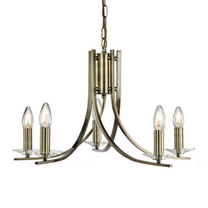 Searchlight Ascona 5-Light Ceiling Fitting Antique Brass 4165-5AB