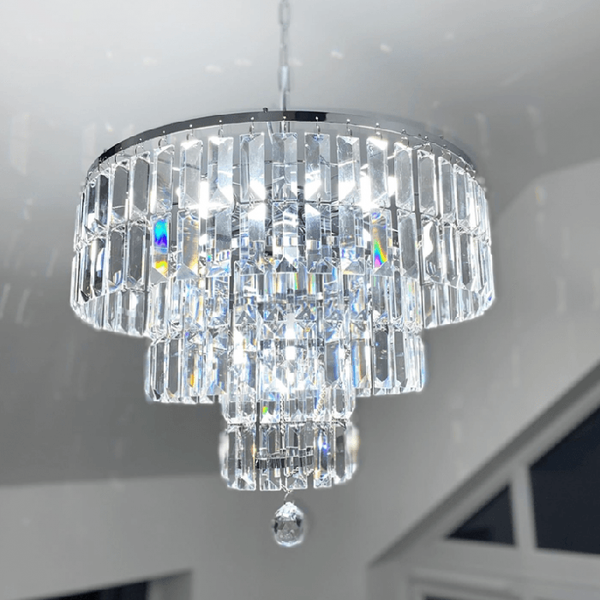 Searchlight Empire 5 Light Ceiling Pendant In Polished Chrome Finish With Clear Crystal Bars 1375-5CC