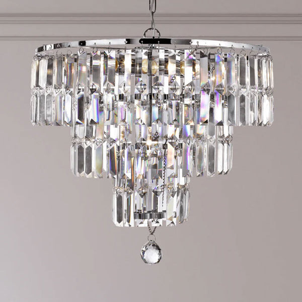 Searchlight Empire 5 Light Ceiling Pendant In Polished Chrome Finish With Clear Crystal Bars 1375-5CC