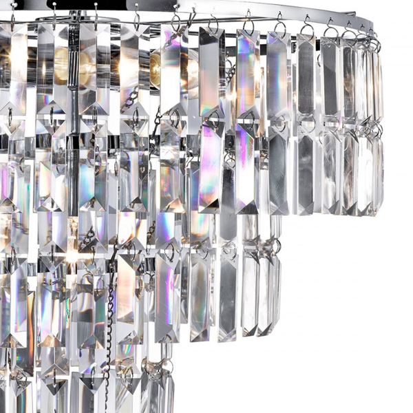 Searchlight Empire 5 Light Ceiling Pendant In Polished Chrome Finish With Clear Crystal Bars 1375-5CC