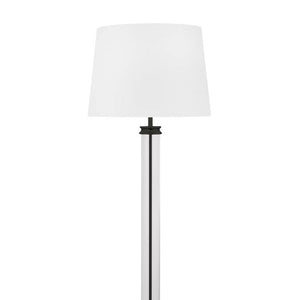 Searchlight Pedestal Floor Lamp Black Metal & Glass with White Fabric Shade – 5142BK