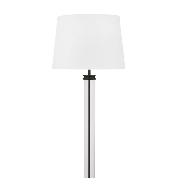 Searchlight Pedestal Floor Lamp Black Metal & Glass with White Fabric Shade – 5142BK