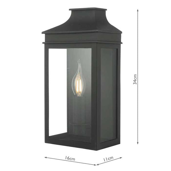 Dar Vapour Coach Lantern Outdoor Wall Light Matt Black IP44 VAP5222