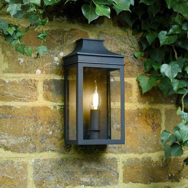 Dar Vapour Coach Lantern Outdoor Wall Light Matt Black IP44 VAP5222