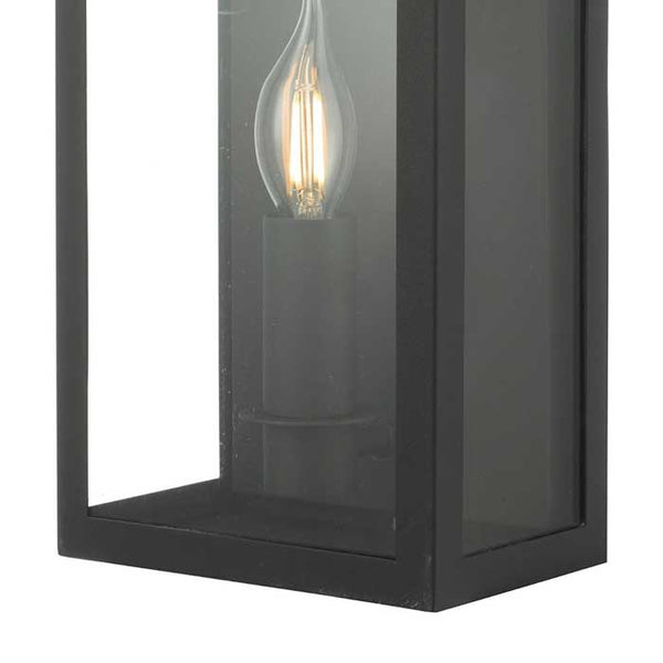 Dar Vapour Coach Lantern Outdoor Wall Light Matt Black IP44 VAP5222