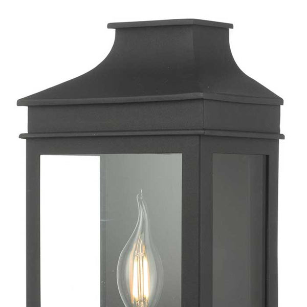 Dar Vapour Coach Lantern Outdoor Wall Light Matt Black IP44 VAP5222