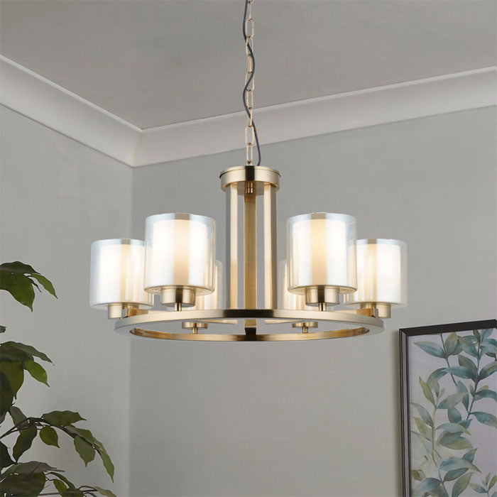 Magnalux Yara 6 Light Antique Brass Pendant YAR06SC