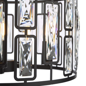 Dar Zoelle 5 Light Pendant Matt Black and Crystal ZOE0522