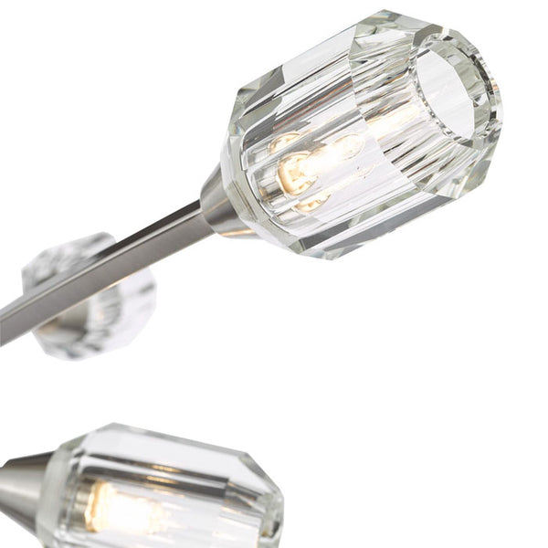 Dar Zonda 6 Light Semi-Flush Brushed Nickel and Crystal ZON6438