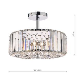 Laura Ashley Fernhurst 3-Light Semi Flush Polished Chrome Glass LA3621343-Q