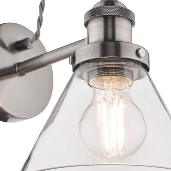 Laura Ashley Isaac Wall Light Satin Nickel Glass LA3727741-Q