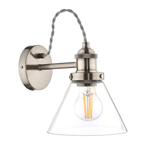 Laura Ashley Isaac Wall Light Satin Nickel Glass LA3727741-Q