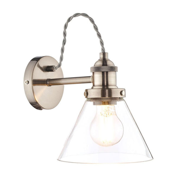 Laura Ashley Isaac Wall Light Satin Nickel Glass LA3727741-Q