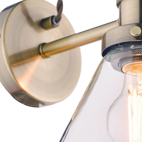 Laura Ashley Isaac 1 Light Wall Light in Antique Brass with Glass LA3727742-Q