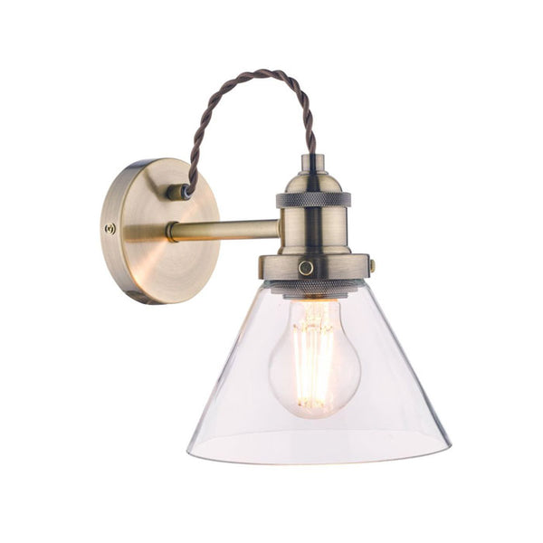 Laura Ashley Isaac 1 Light Wall Light in Antique Brass with Glass LA3727742-Q